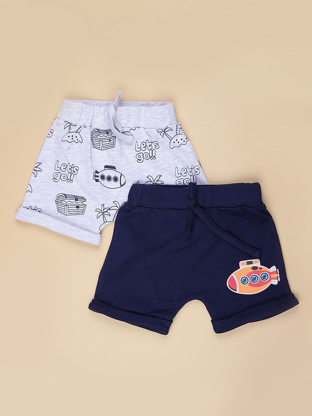 V-Mart Infant Boys Pack of 2 Graphic Printed Regular Fit Mid-Rise Shorts-picture-11