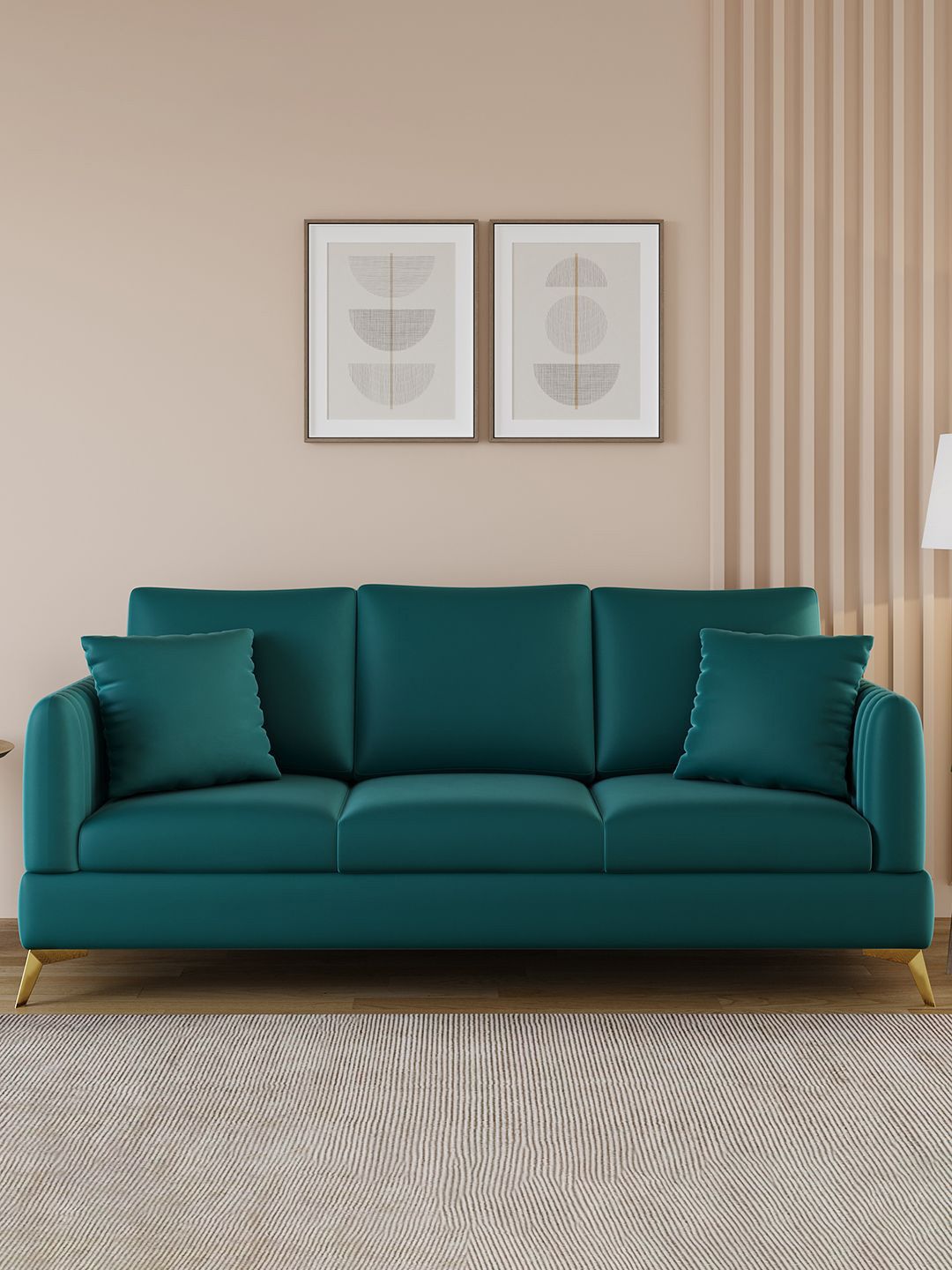 ARRA Zara Teal Green 3 Seater Velvet Sofa