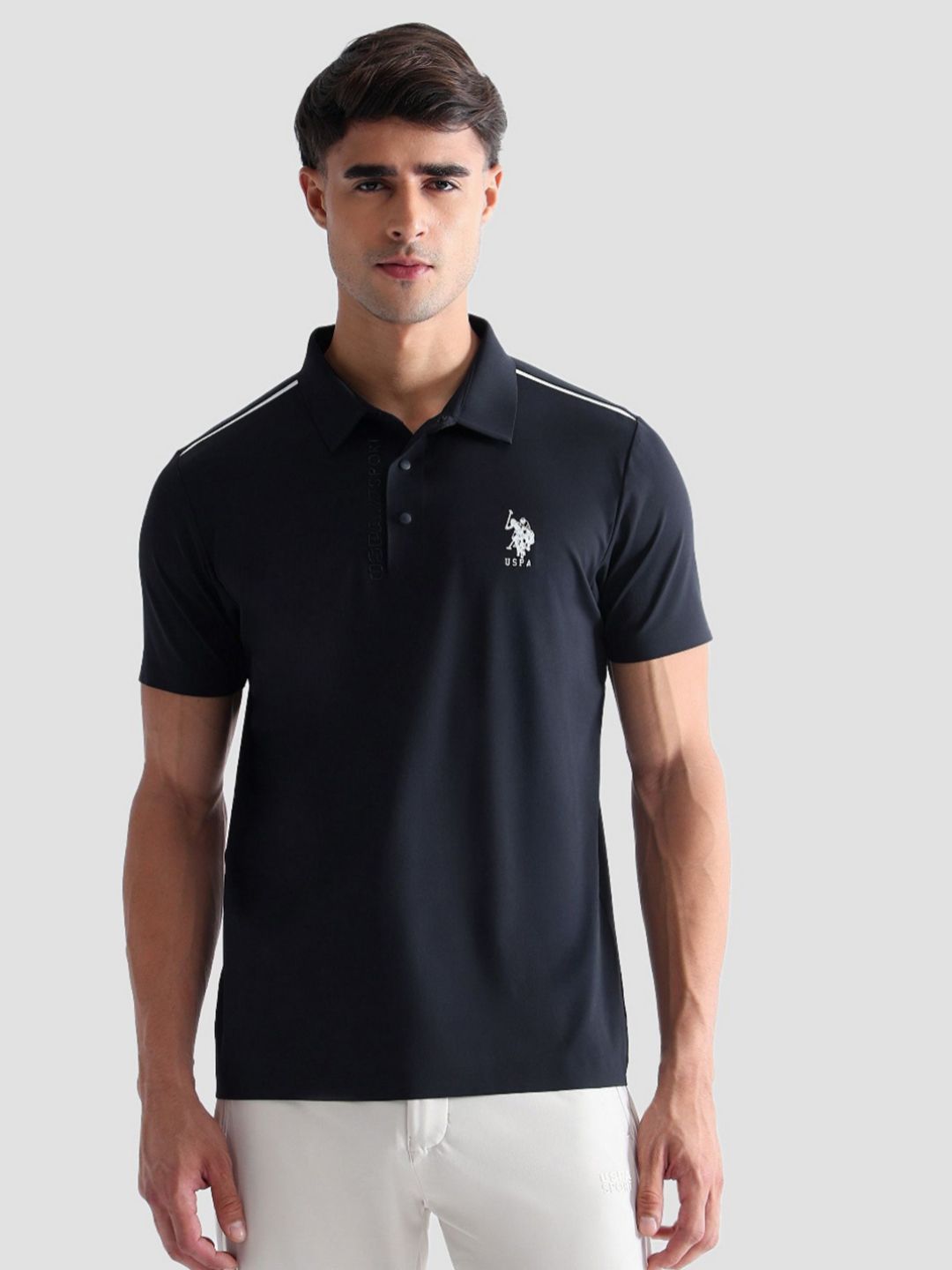 USPA Active Sport Men Brand Logo Printed Polo Collar T-shirt-image-22