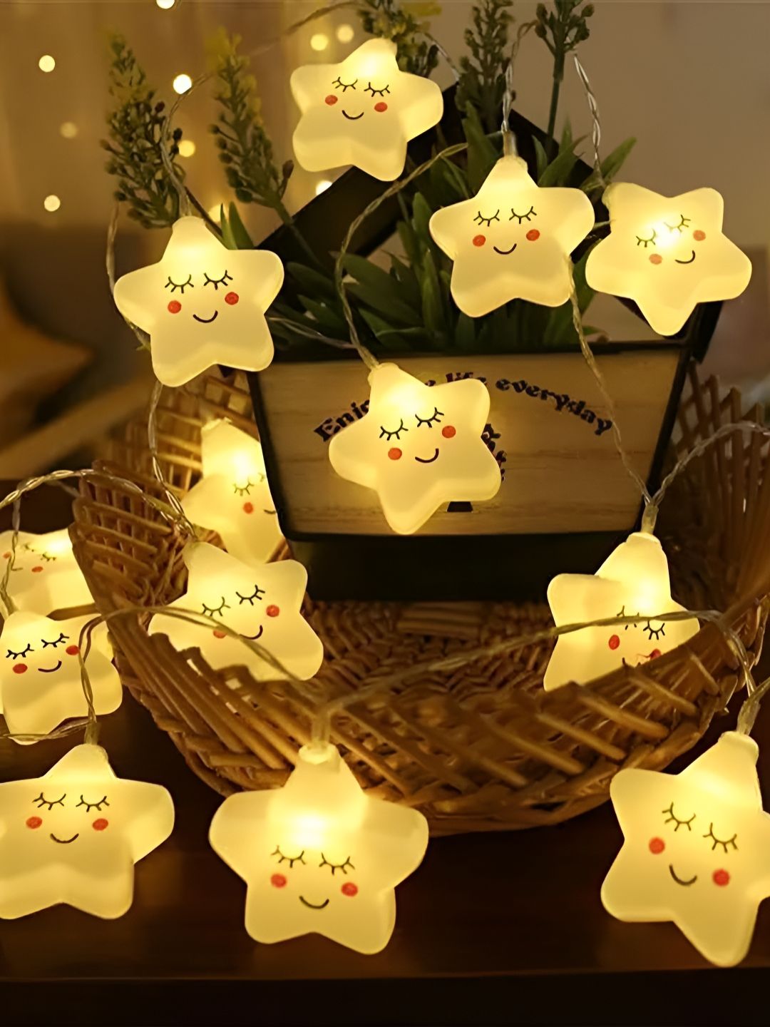 The Purple Tree White & Black Smiley Star LED String Lights-picture-24