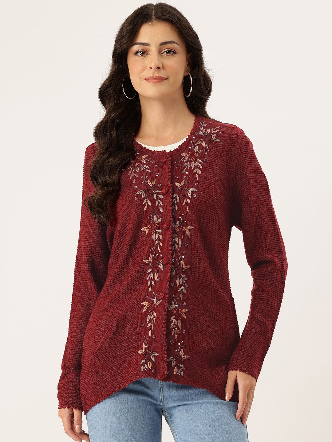 APSLEY Floral Self Design Embellished Cardigan-picture-39