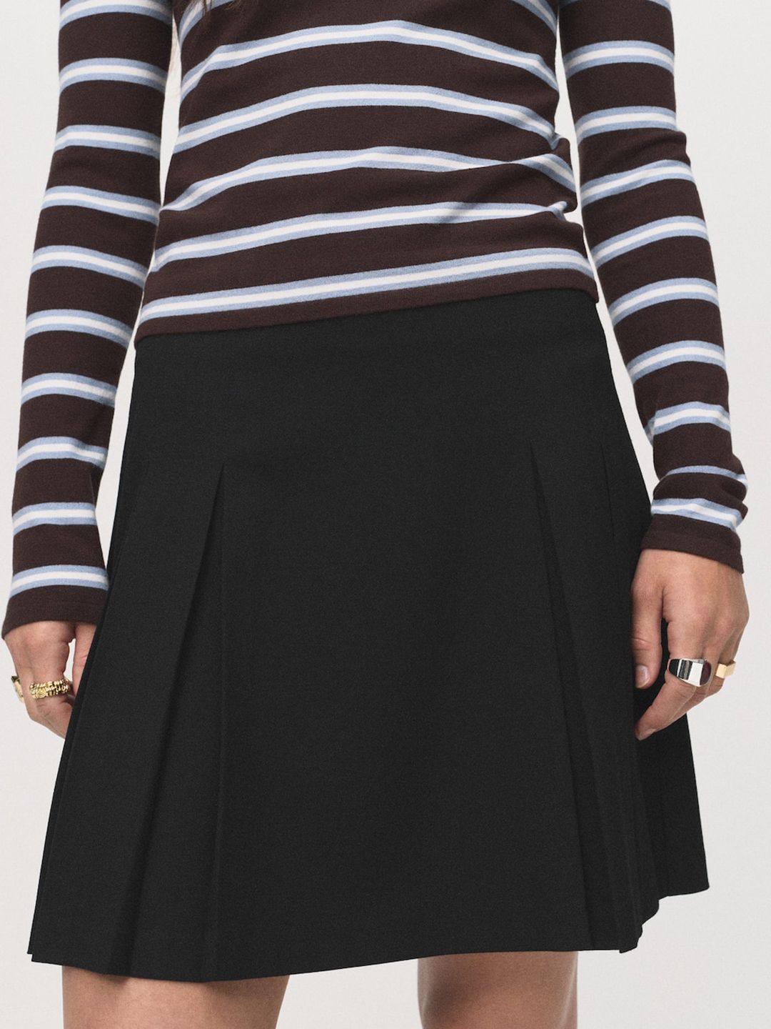 MANGO High-Waist Pleated Flared Skirt