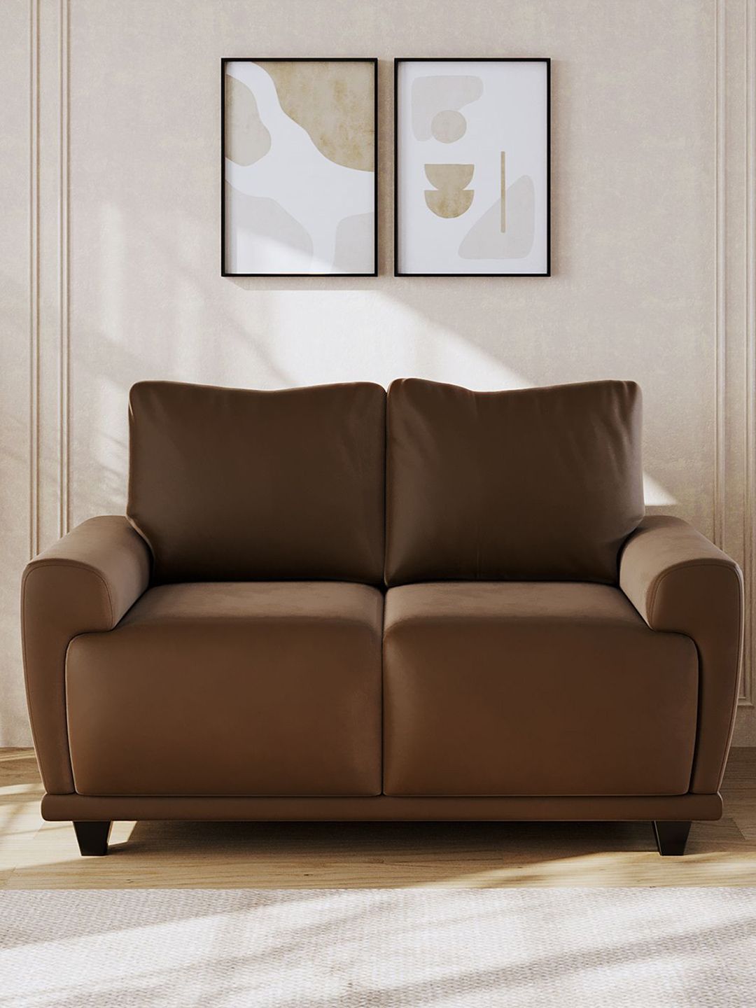 ARRA Vivaan Brown 2 Seater Velvet Sofa