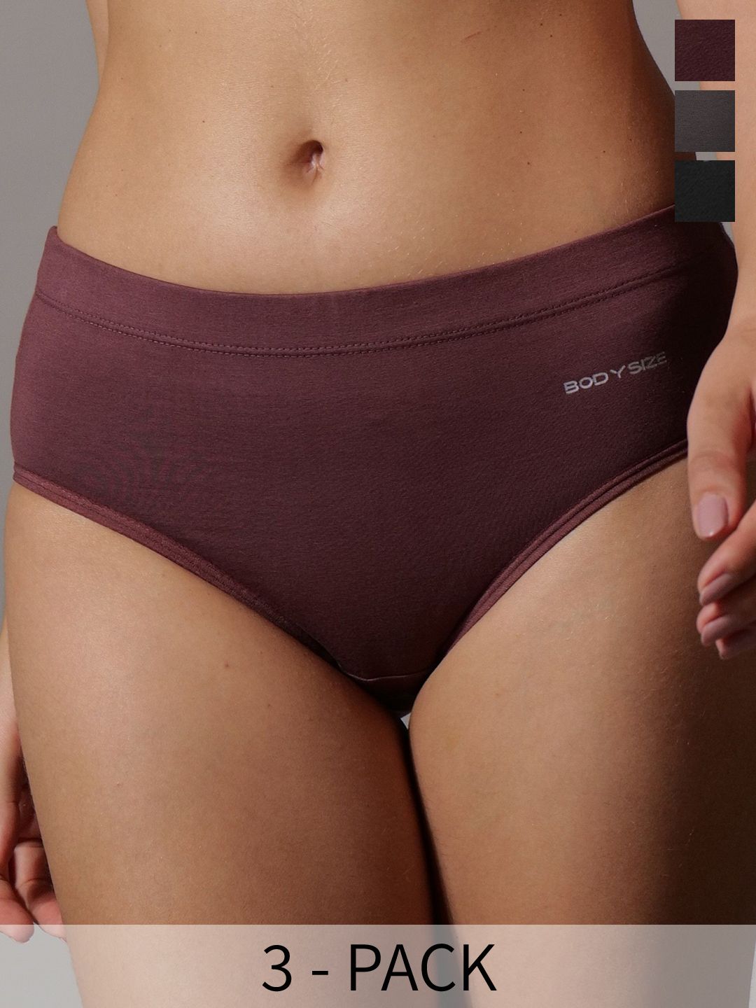 BODYSIZE Women Combo 3 Hipster Panty Mid Waist ,Cotton Lycra ,Sweat-proof & stretchable-image-2