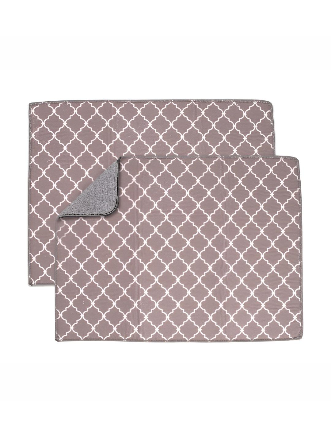 U & U Unique Utilities 2 Pieces White & Grey Printed Microfiber Dish Drying Kitchen Mats-picture-43