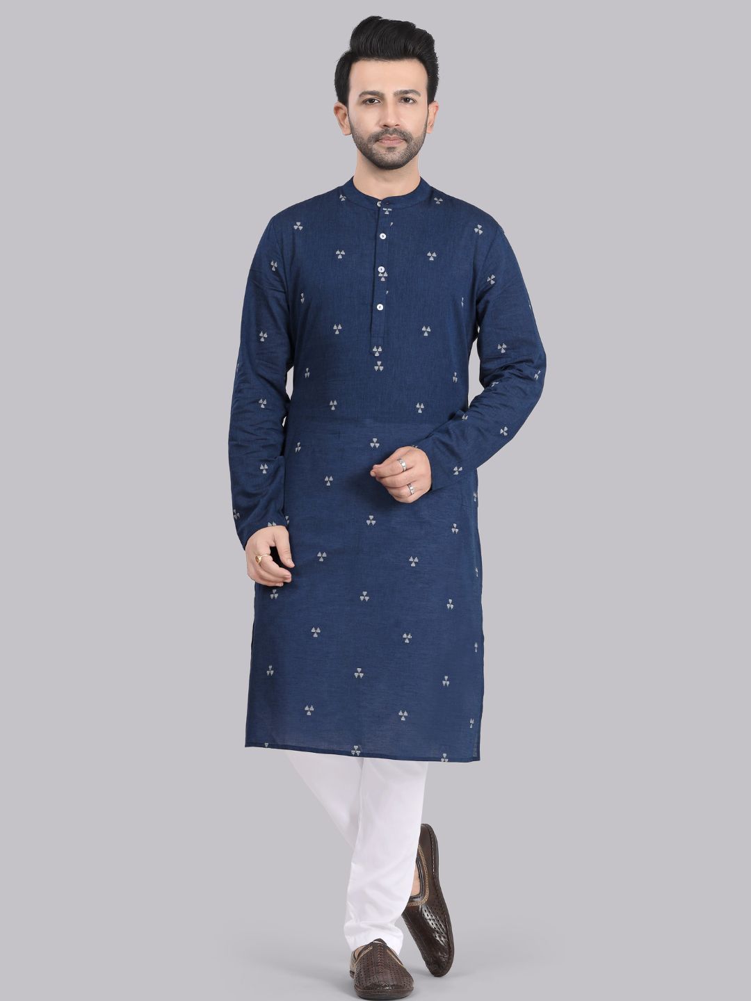Saffron Threads Men Ethnic Motif Woven Design Cotton Straight Kurta-picture-20