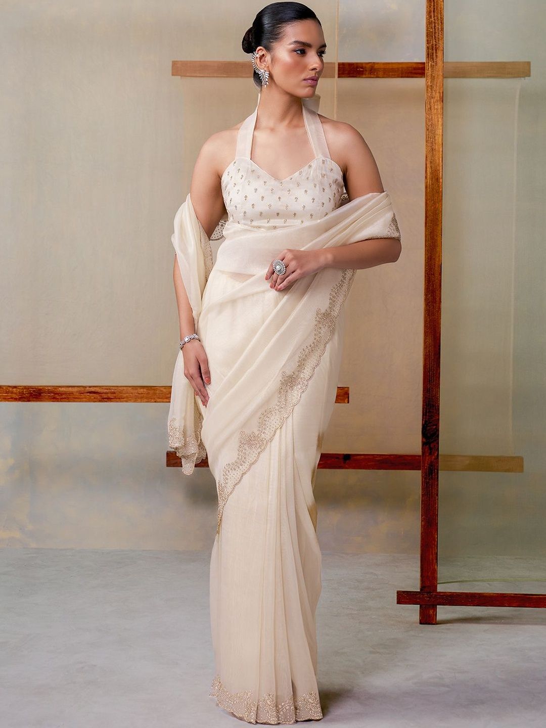 Soch Beads and Stones Tissue Saree