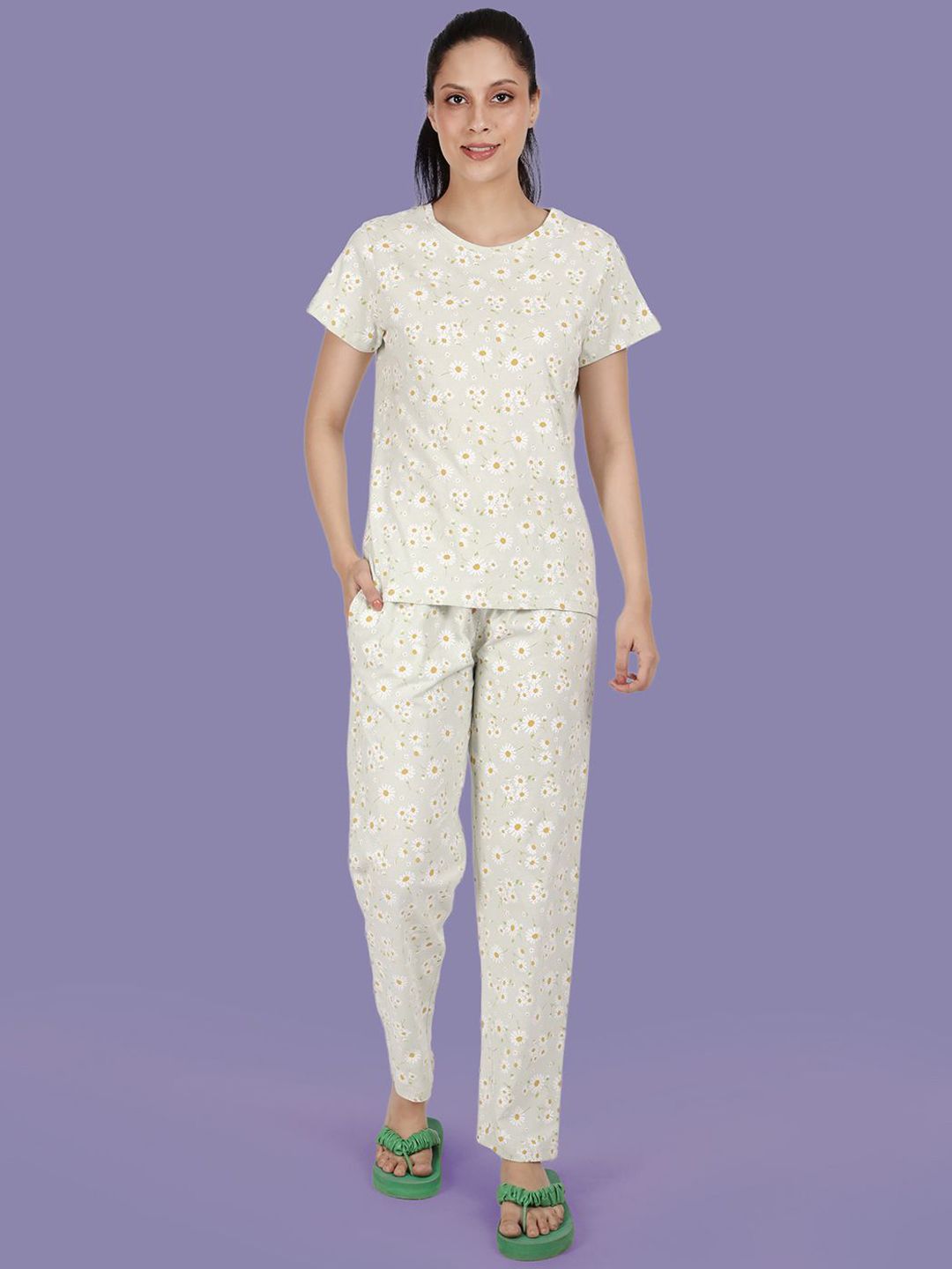 Esplendido Women Floral Printed T-shirt & Pyjamas Night Suit-picture-55