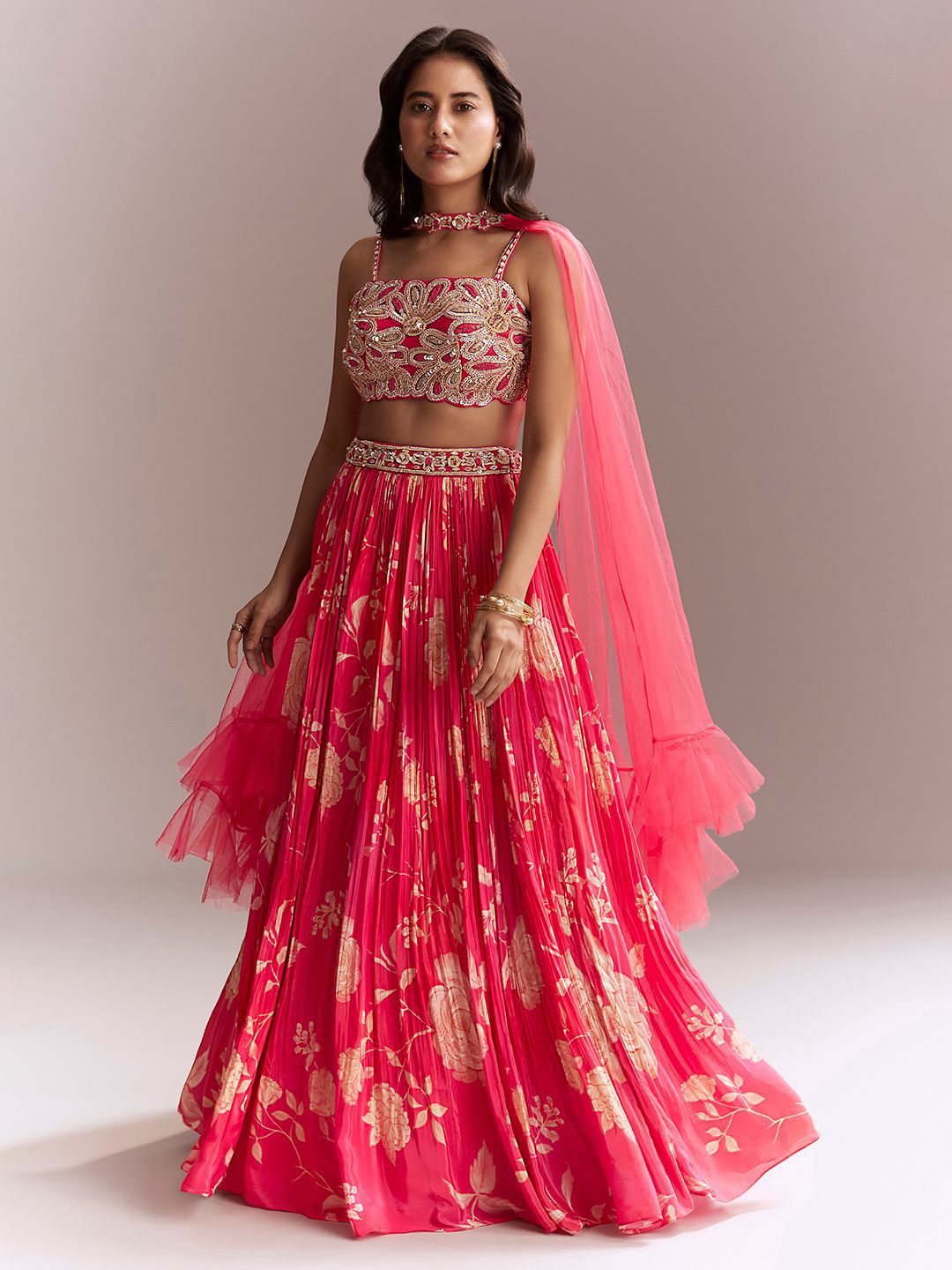 KALKI Fashion Floral Printed Beads and Stones Ready to Wear Lehenga & Blouse With Dupatta-picture-13