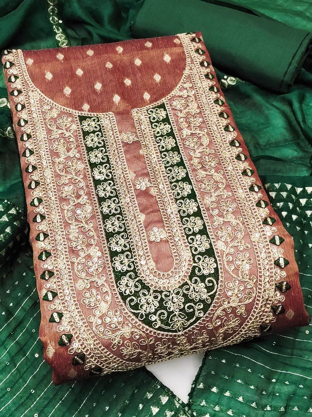 KALINI Embroidered Cotton Blend Unstitched Dress Material Dress Material-picture-34
