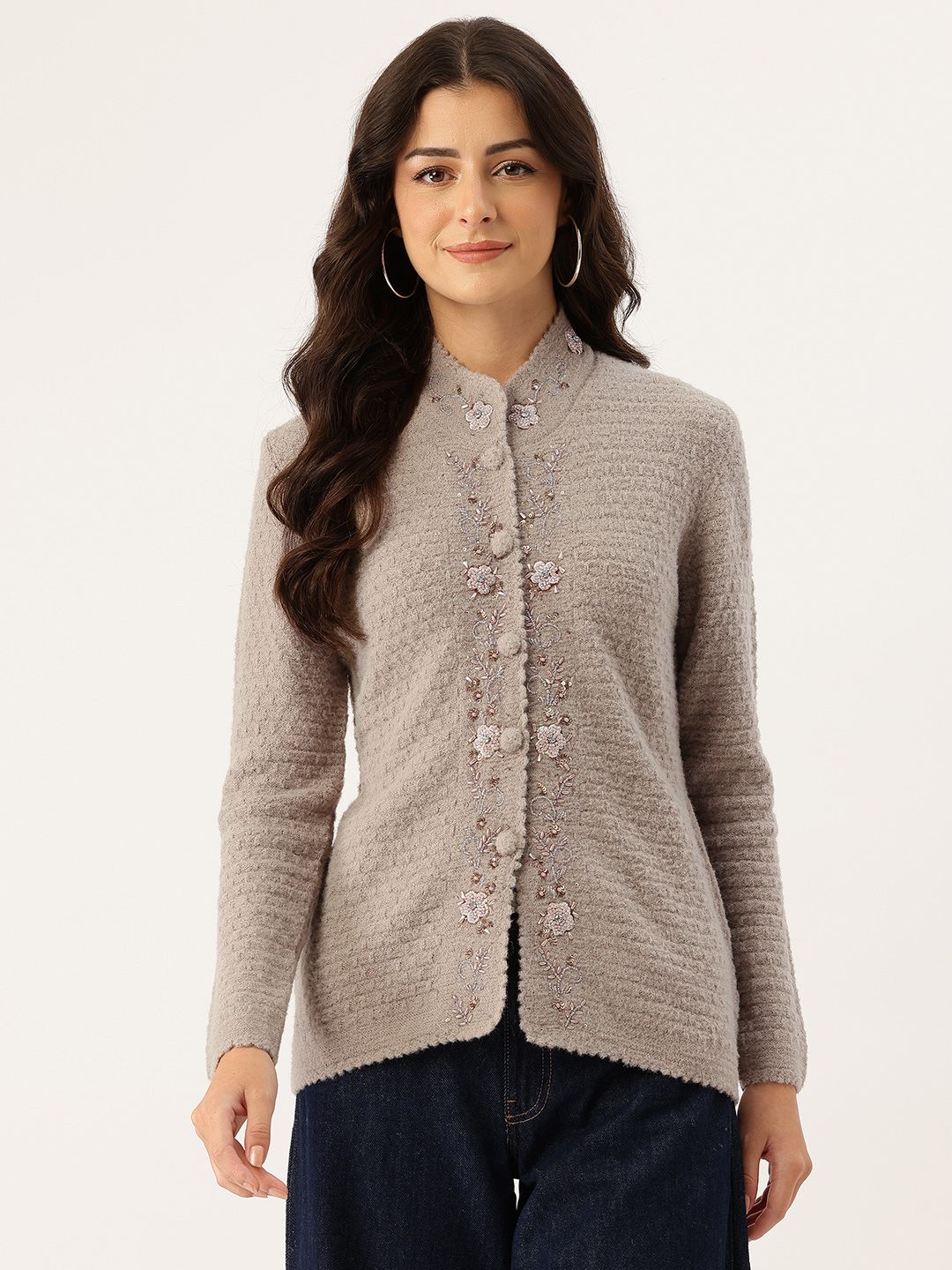 APSLEY Floral Self Design Embellished Cardigan-picture-38