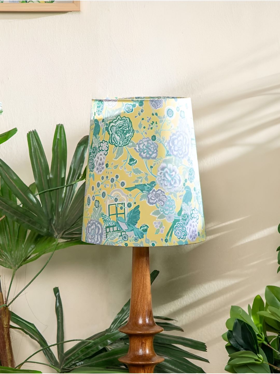 FREEDOM TREE Damask Rose Green & Yellow Printed Cylinder Shaped Floor Lamp-image-42