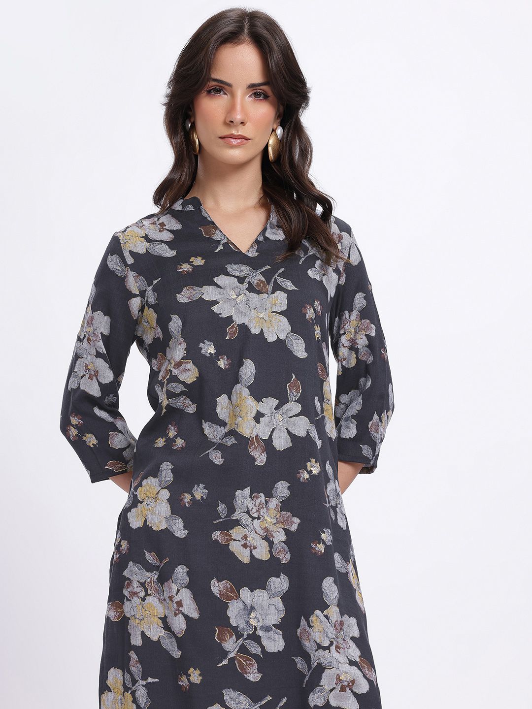 Anouk Rustic Mandarin Collar Floral Print Straight Kurta-picture-36