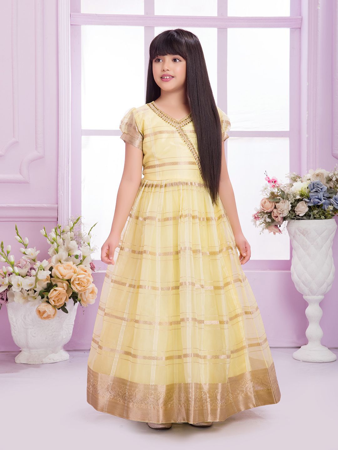 Tiny Kingdom Girls Checked Gown Maxi Dress-picture-22