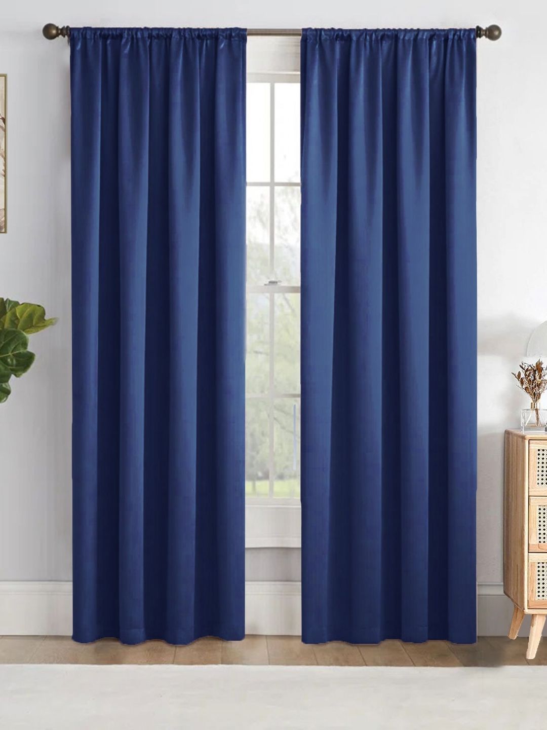 HOMEMONDE Blue 2 Pieces Black Out Window Curtains-picture-24