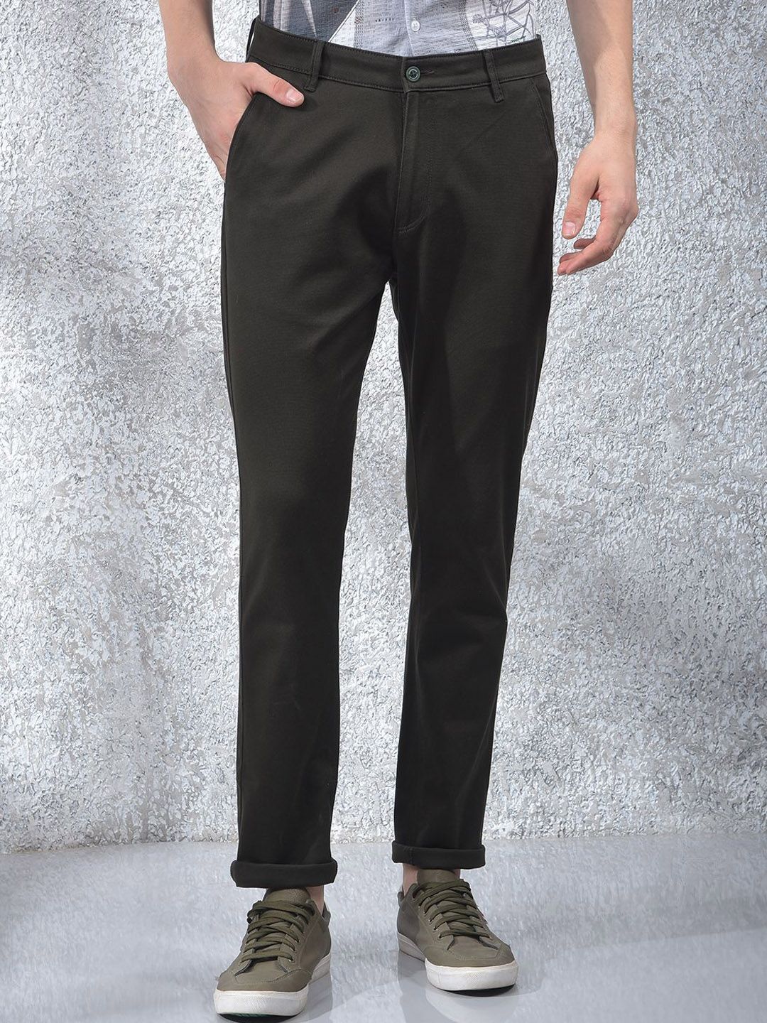 Crimsoune Club Men Solid Printed Slim Fit Chinos Trousers-picture-30