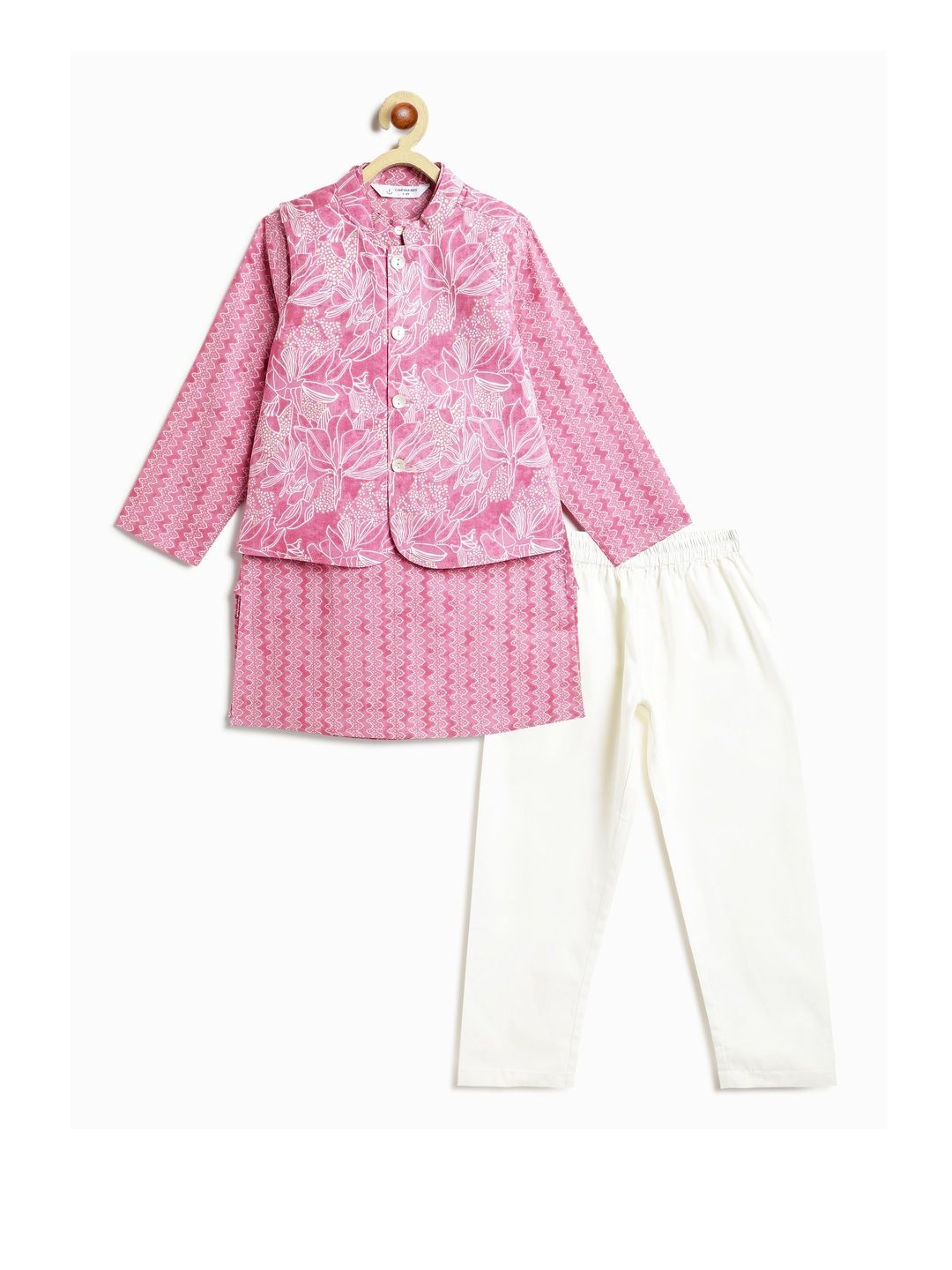 Campana Boys Floral Printed Regular Pure Cotton Kurta with Pyjamas-picture-21