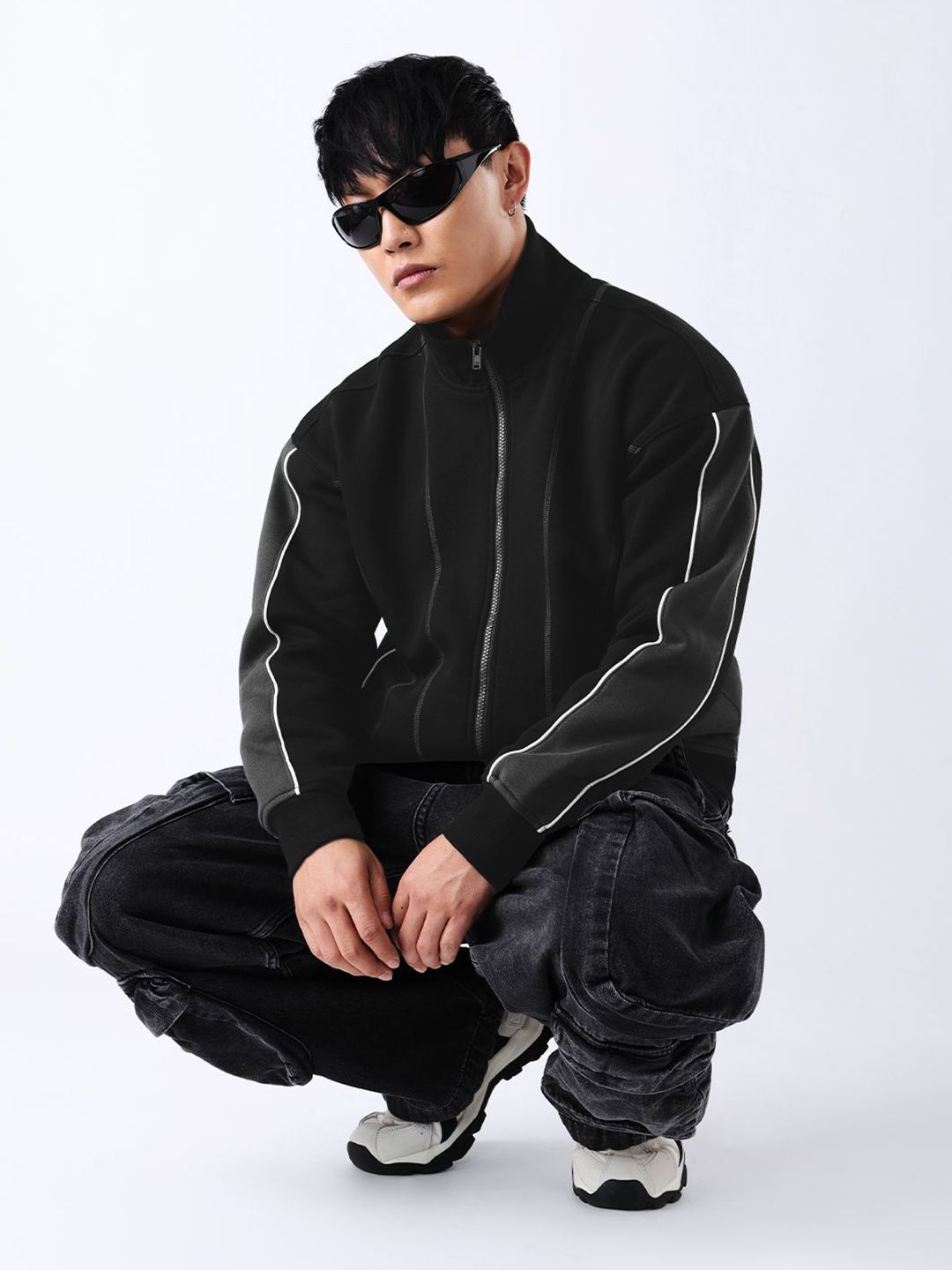 The Souled Store Men Mock Collar Striped Lightweight Bomber Jacket-picture-22