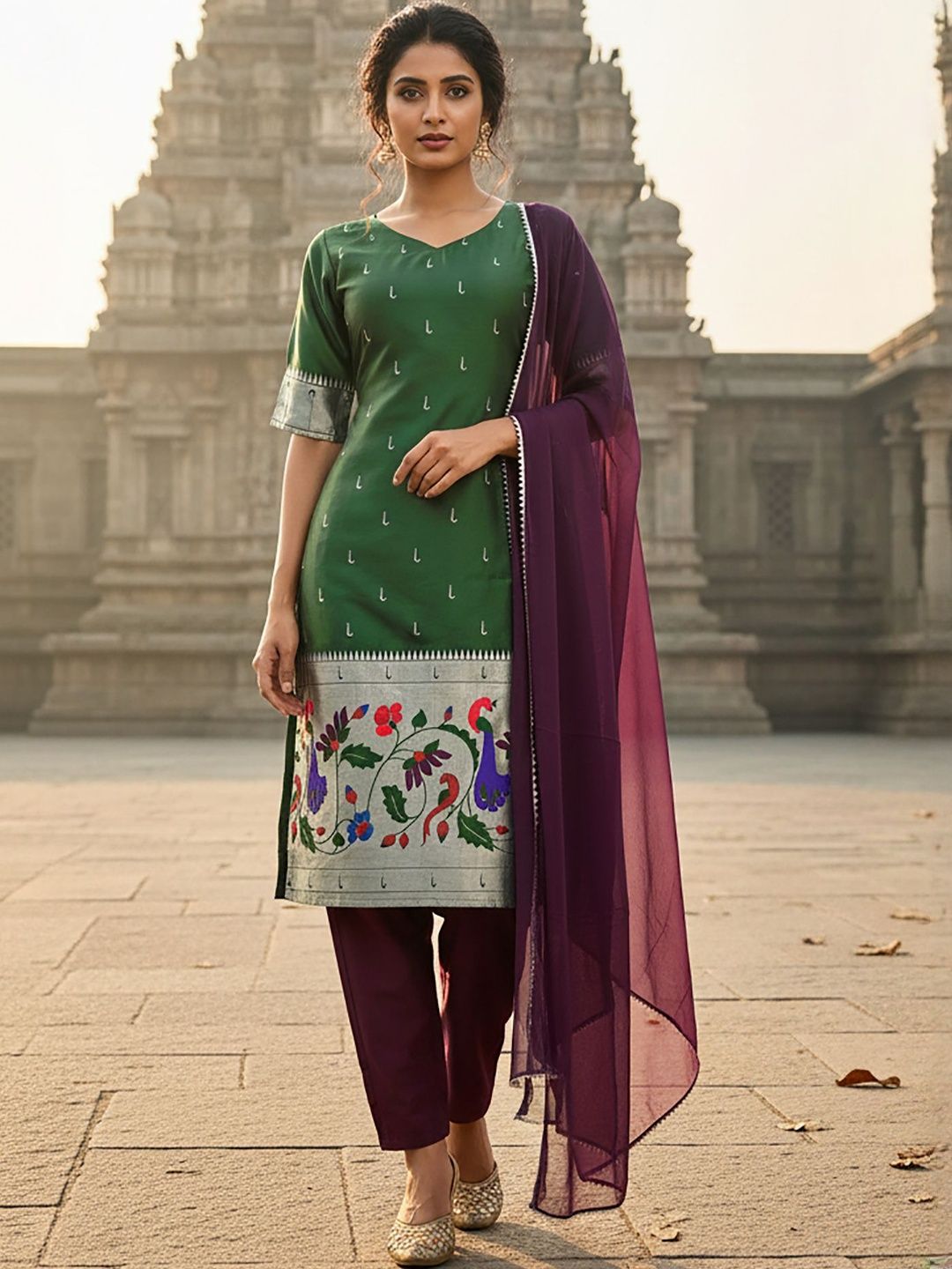 BAESD Women Ethnic Motifs Regular Kurta with Trousers & With Dupatta-picture-18