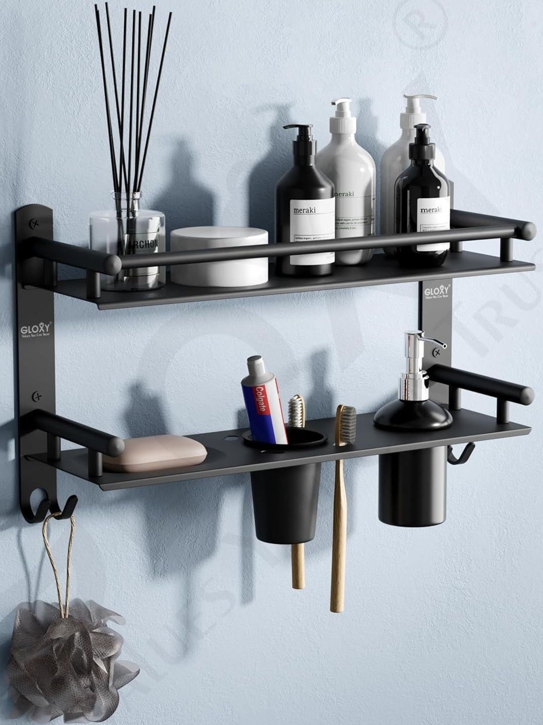 GLOXY Black Solid Stainless Steel Shelf-picture-14