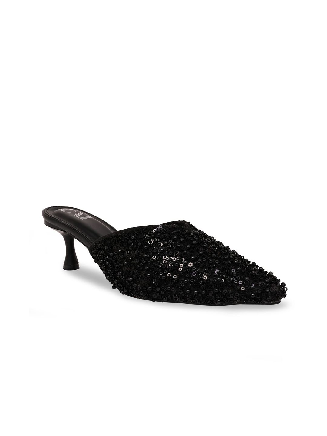 CAI Women Black Beaded Mule Heel-picture-28