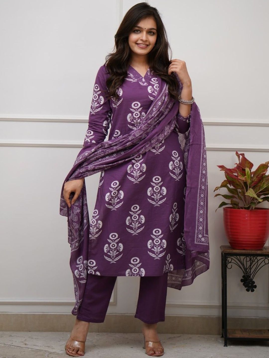 BAESD Women Ethnic Motifs Printed Kurta with Trousers & Dupatta-picture-29