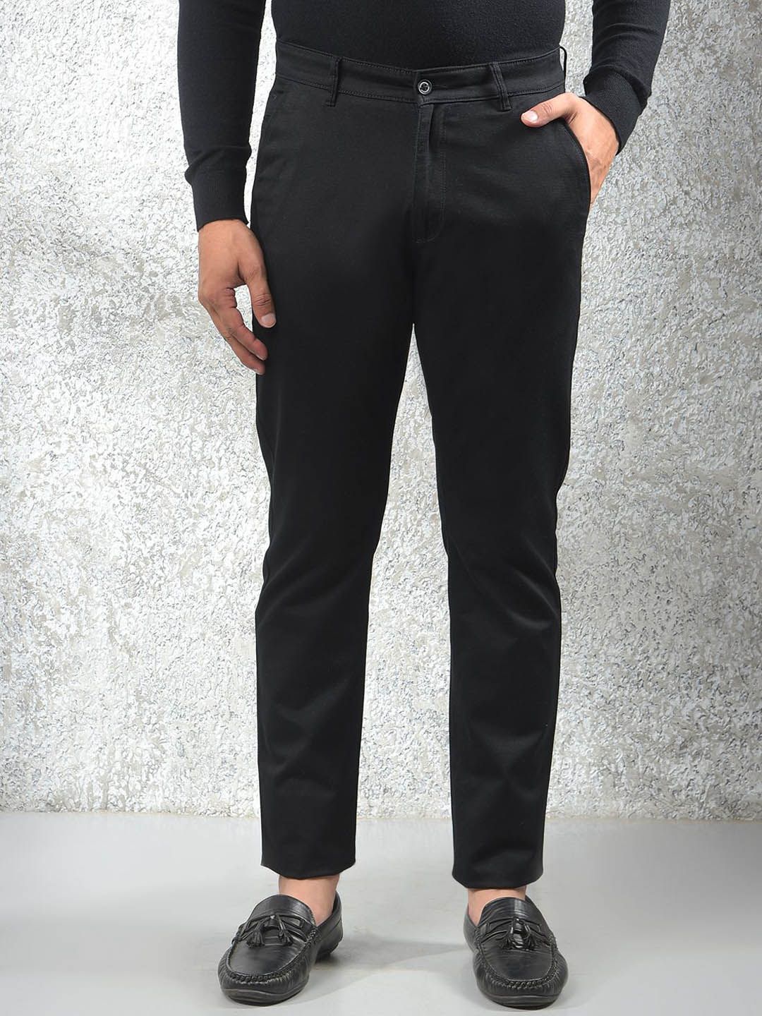 Crimsoune Club Men Slim Fit Mid-Rise Flat-Front Cotton Chinos Trousers-picture-10