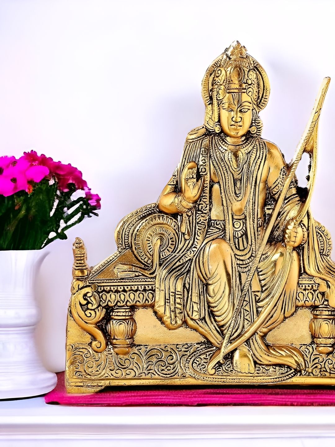 Kridaykraft Gold-Toned & Black Lord Ram Metal Idol Showpiece-image-32