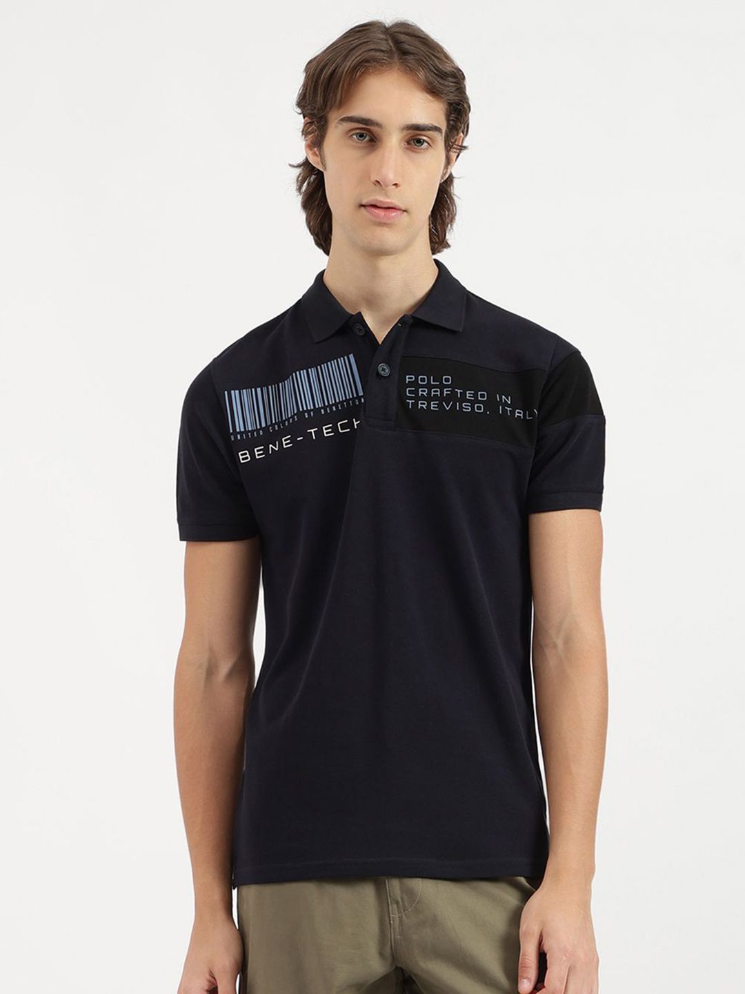 United Colors of Benetton Men Typography Printed Polo Collar Cotton T-shirt-picture-41
