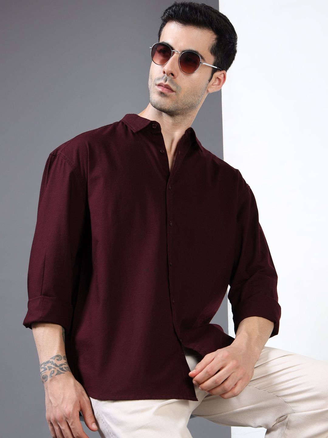 HERE&NOW Men Cotton Relaxed Fit Casual Shirt-picture-19
