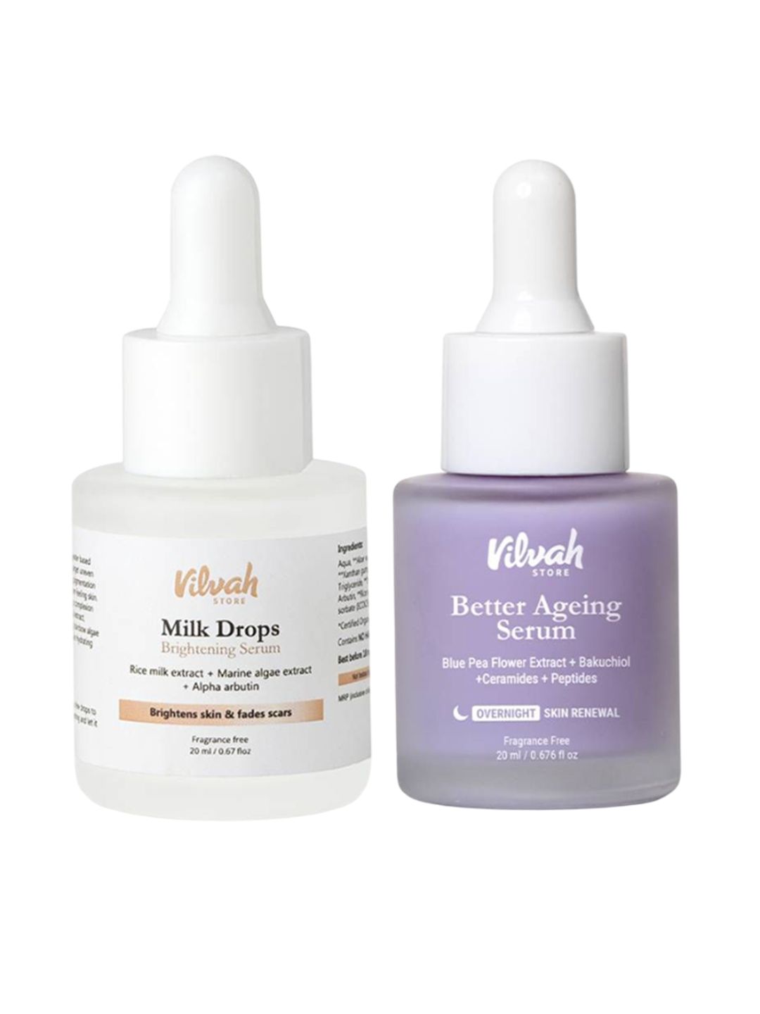 Vilvah Store Set Of 2 Milk Drops Serum & Better Ageing Serum - 20 ml Each-image-48