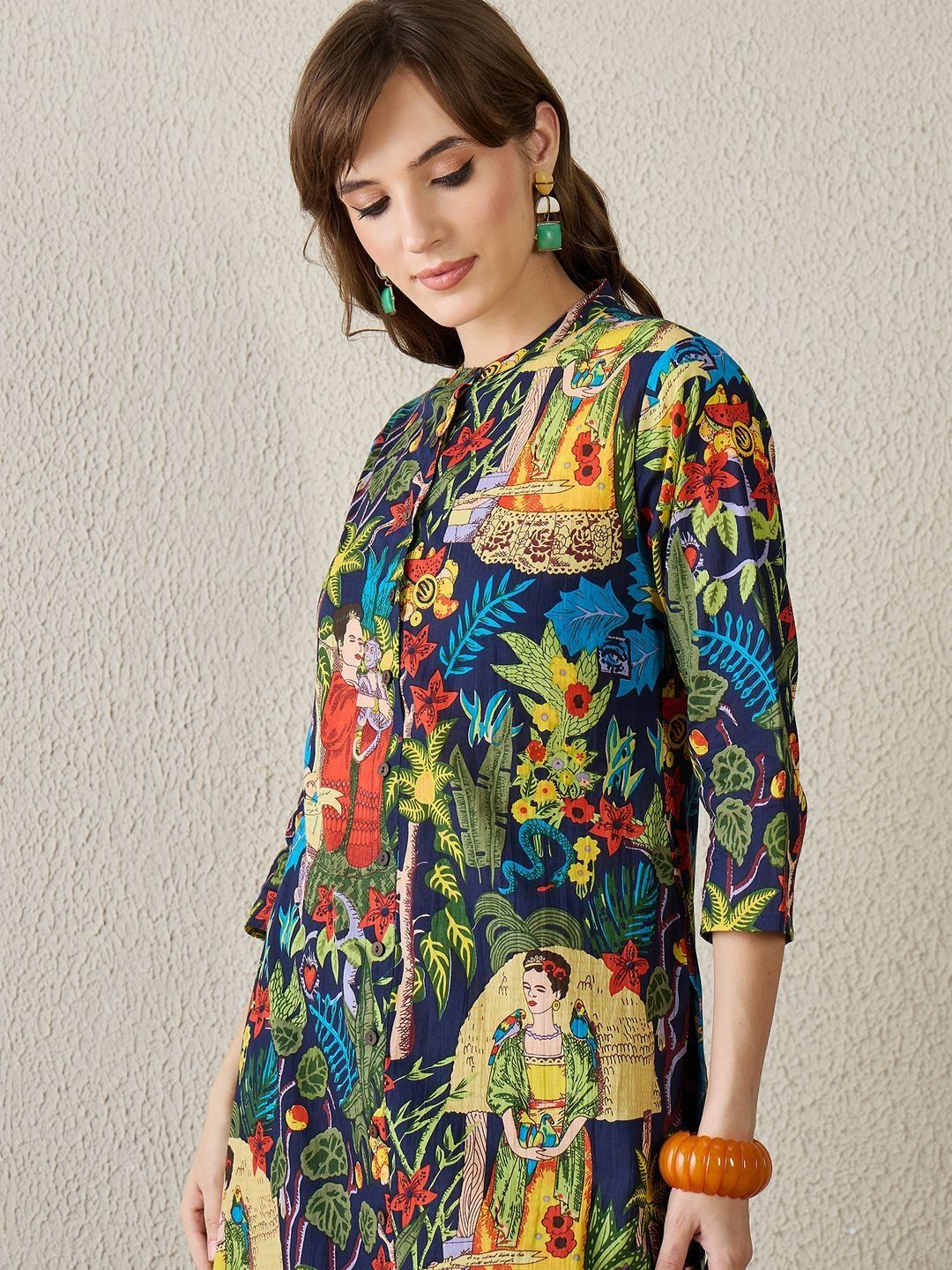 Indo Era Women Printed Cotton Kurta With Trousers-picture-39