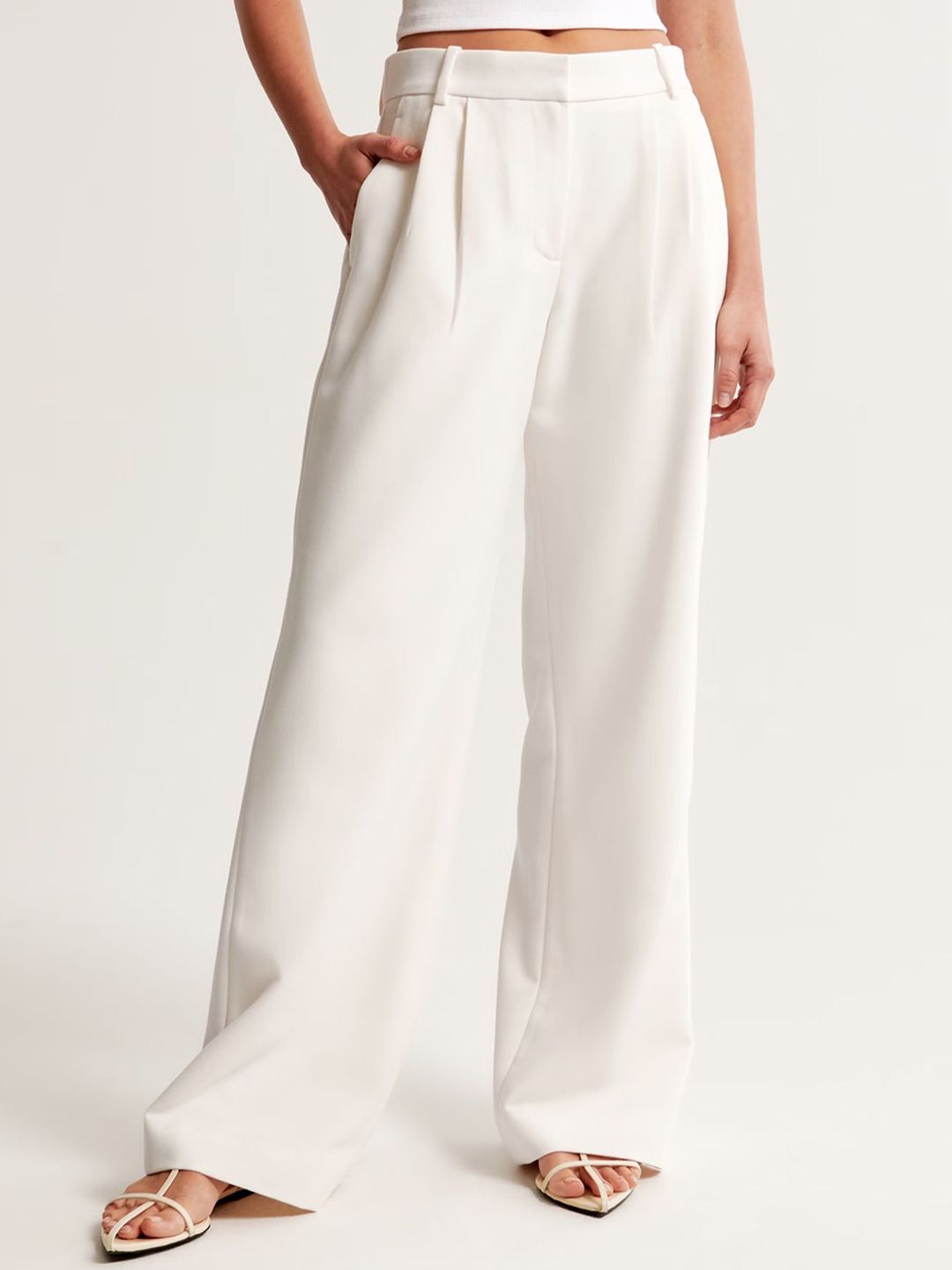 FNOCKS Women Comfort Wide Leg Mid-Rise Pleated Formal Korean Pants-image-26