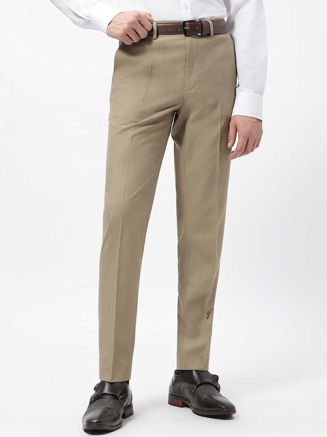 Marks & Spencer Men Mid Rise Regular Fit Pleated Formal Trousers-picture-11