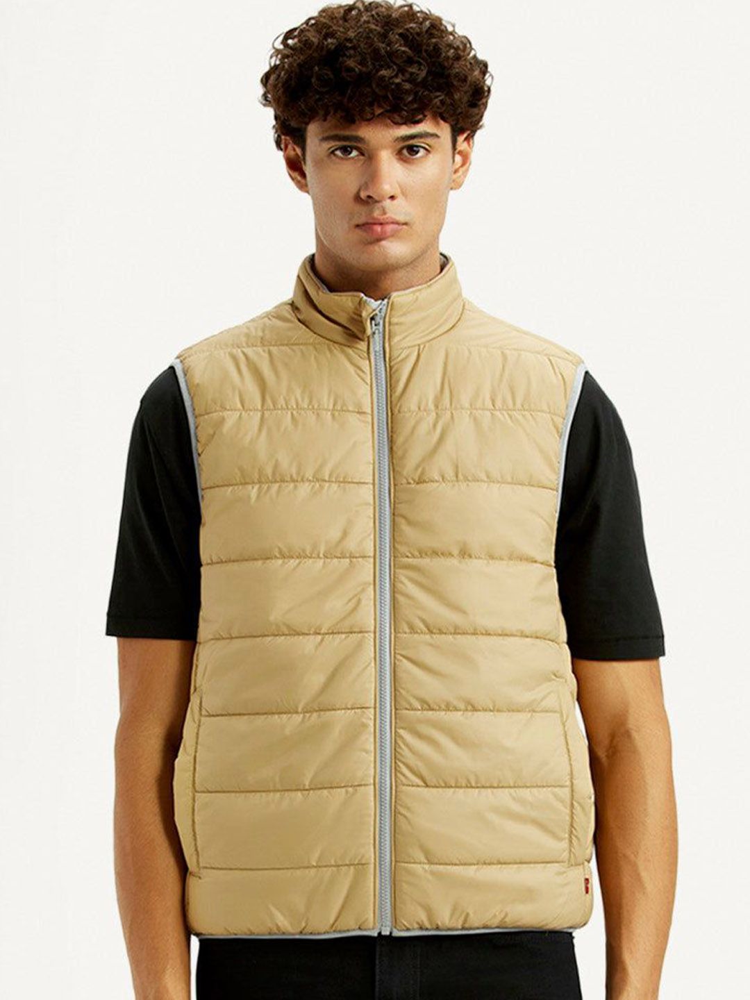 Levis Men Mock Collar Solid Padded Jacket-picture-11