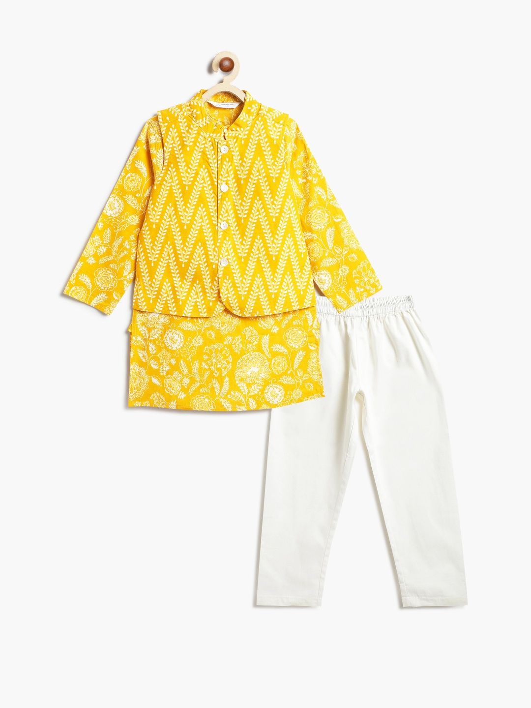 Campana Boys Floral Printed Regular Pure Cotton Kurta with Pyjamas-picture-13