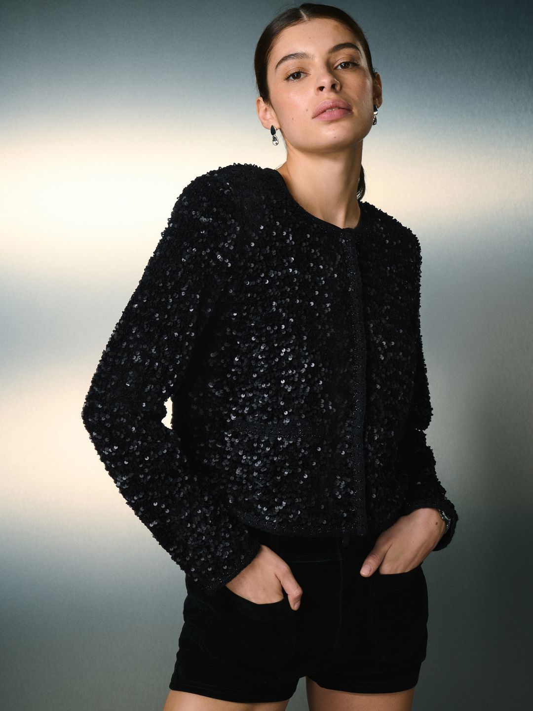 NEXT Sequinned Tailored Jacket-image-26