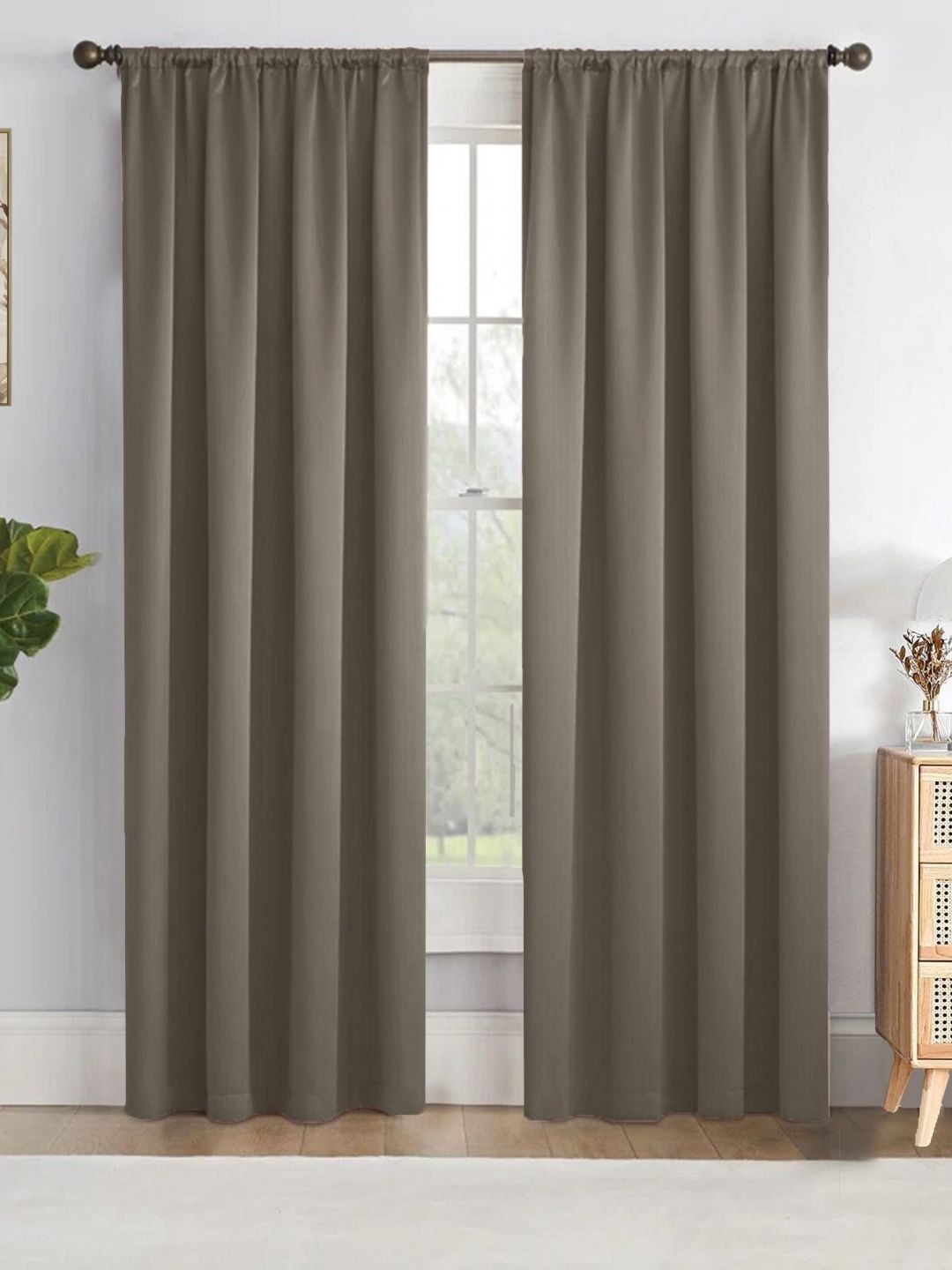 HOMEMONDE Grey 2 Pieces Black Out Door Curtains-picture-20