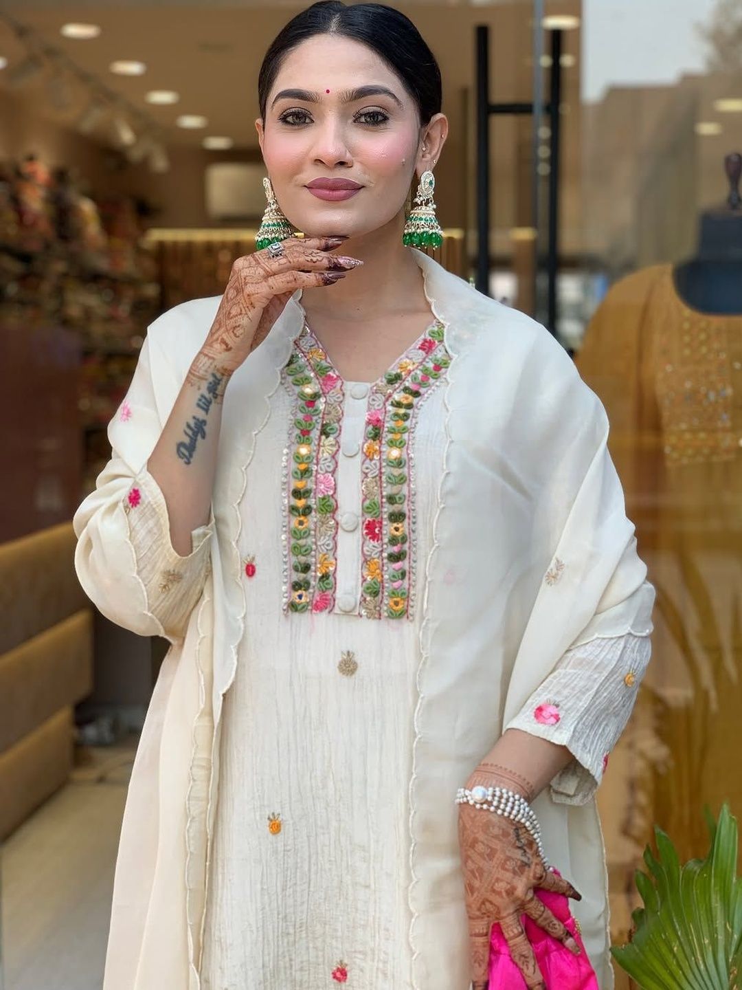 AG TEXTILE Women Ethnic Motifs Embroidered Kurta with Palazzo & Dupatta-image-39