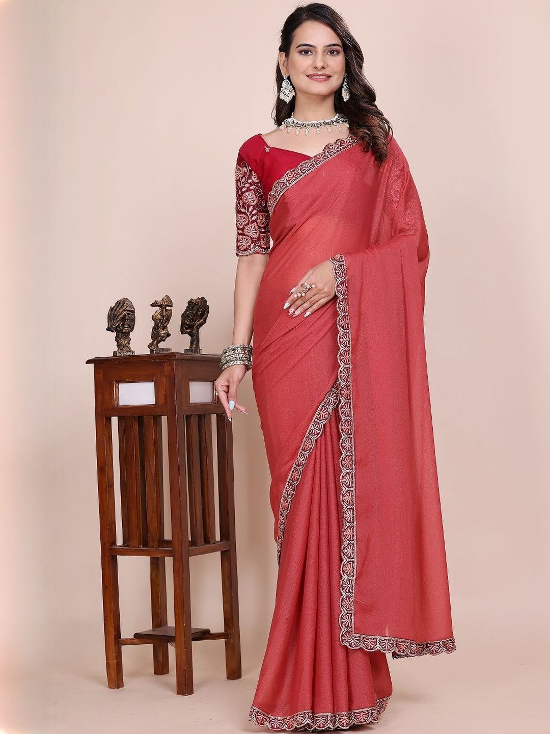 K 5 Fashion Ethnic Motifs Embroidered Saree-picture-26