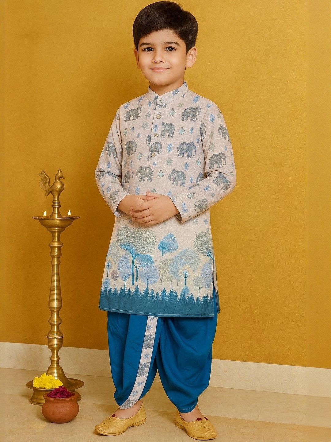 BAESD Boys Ethnic Motifs Printed Kurta with Dhoti Pants