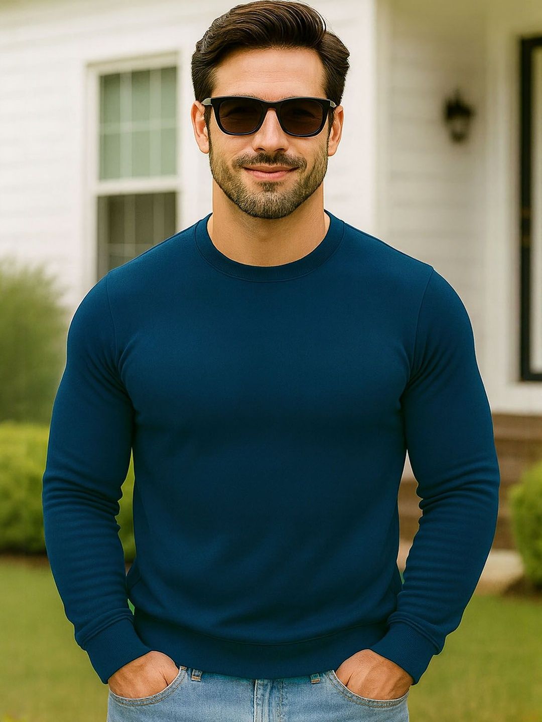 SZN Men SBlue Solid Fleeces Sweatshirt-picture-22