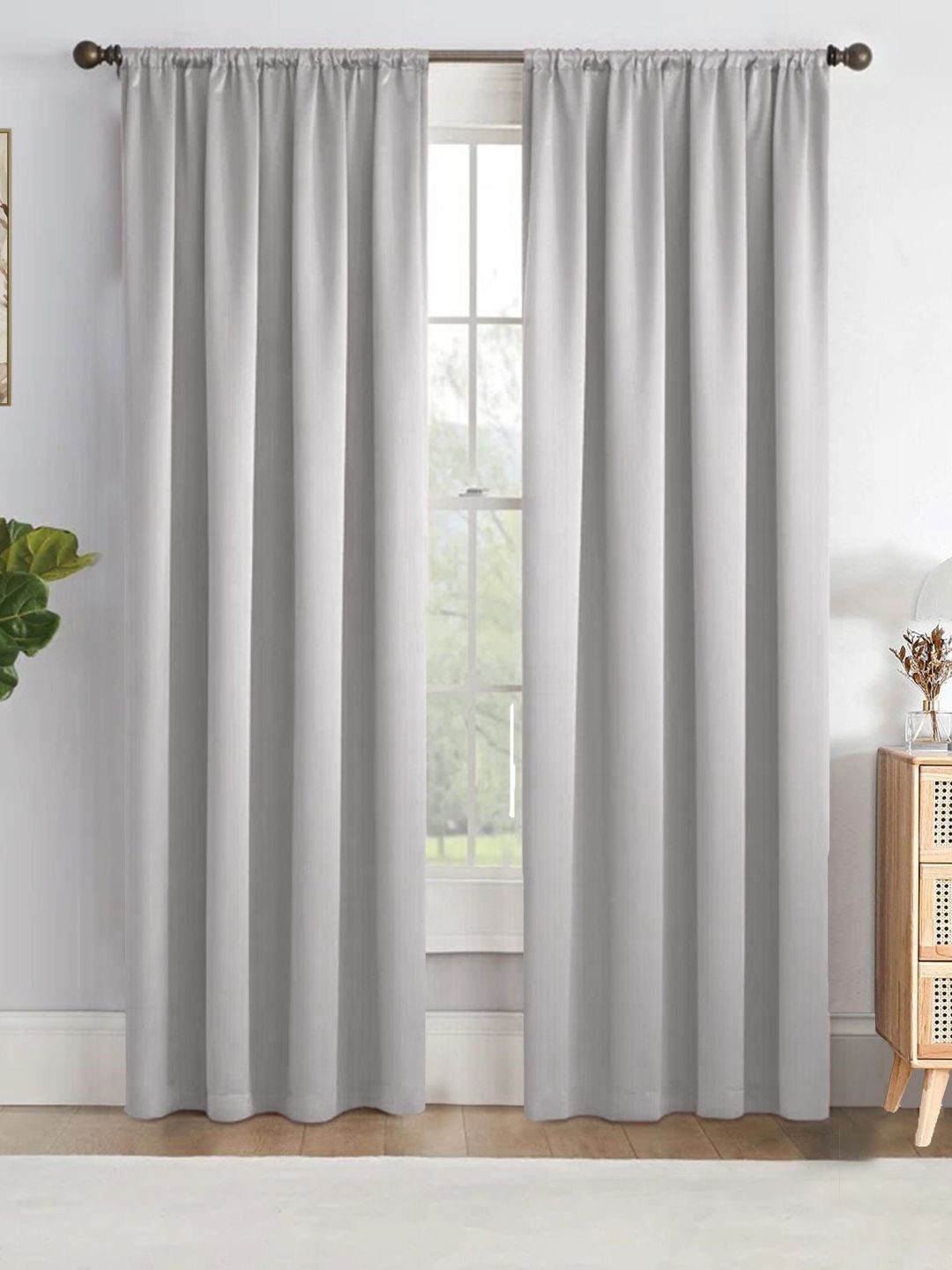 HOMEMONDE White 2 Pieces Black Out Window Curtains-picture-26