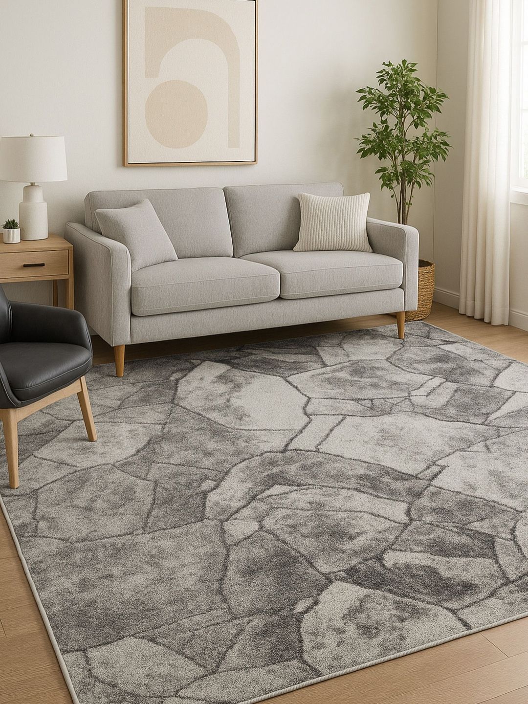 OBSESSIONS Grey Abstract Anti-Skid Carpet-picture-13