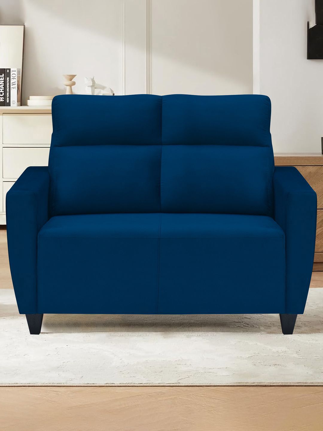 ARRA Raya Navy Blue Fabric 2-Seater Sofa-image-9