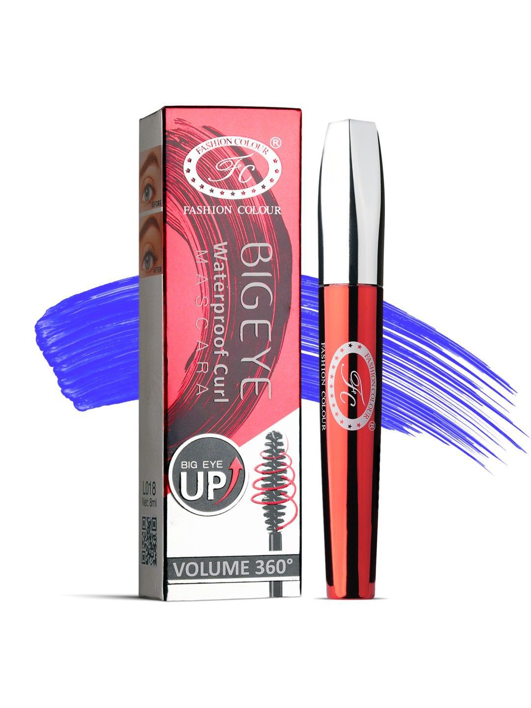 Fashion Colour Big Eye Waterproof Curl Mascara - 8 ml- Blue-picture-50