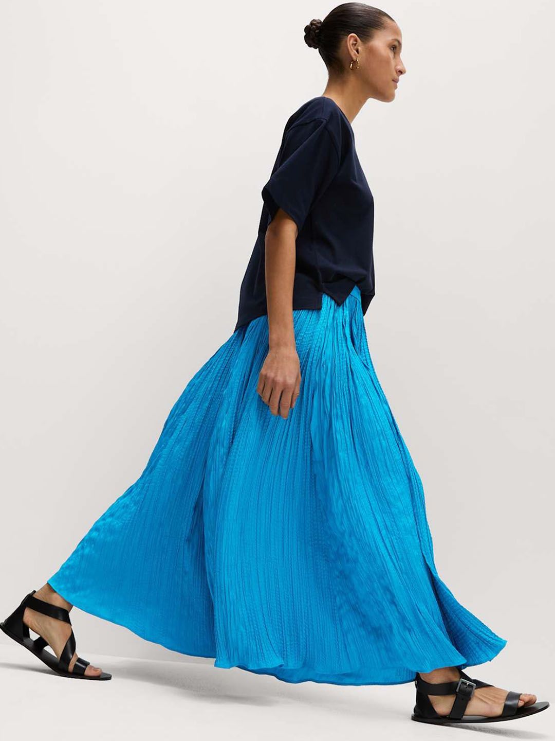 Marks & Spencer Women Accordion Pleated Flared Maxi Skirt-picture-14