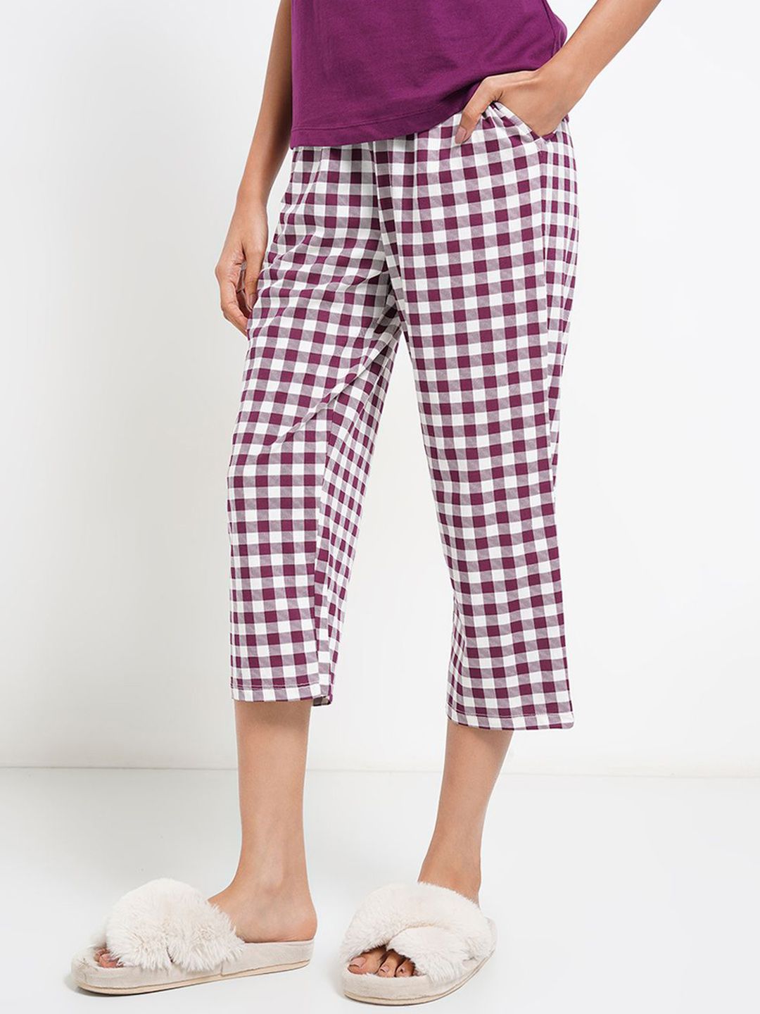 Dreamz by Pantaloons Women Checked Pure Cotton Lounge Pants-picture-29