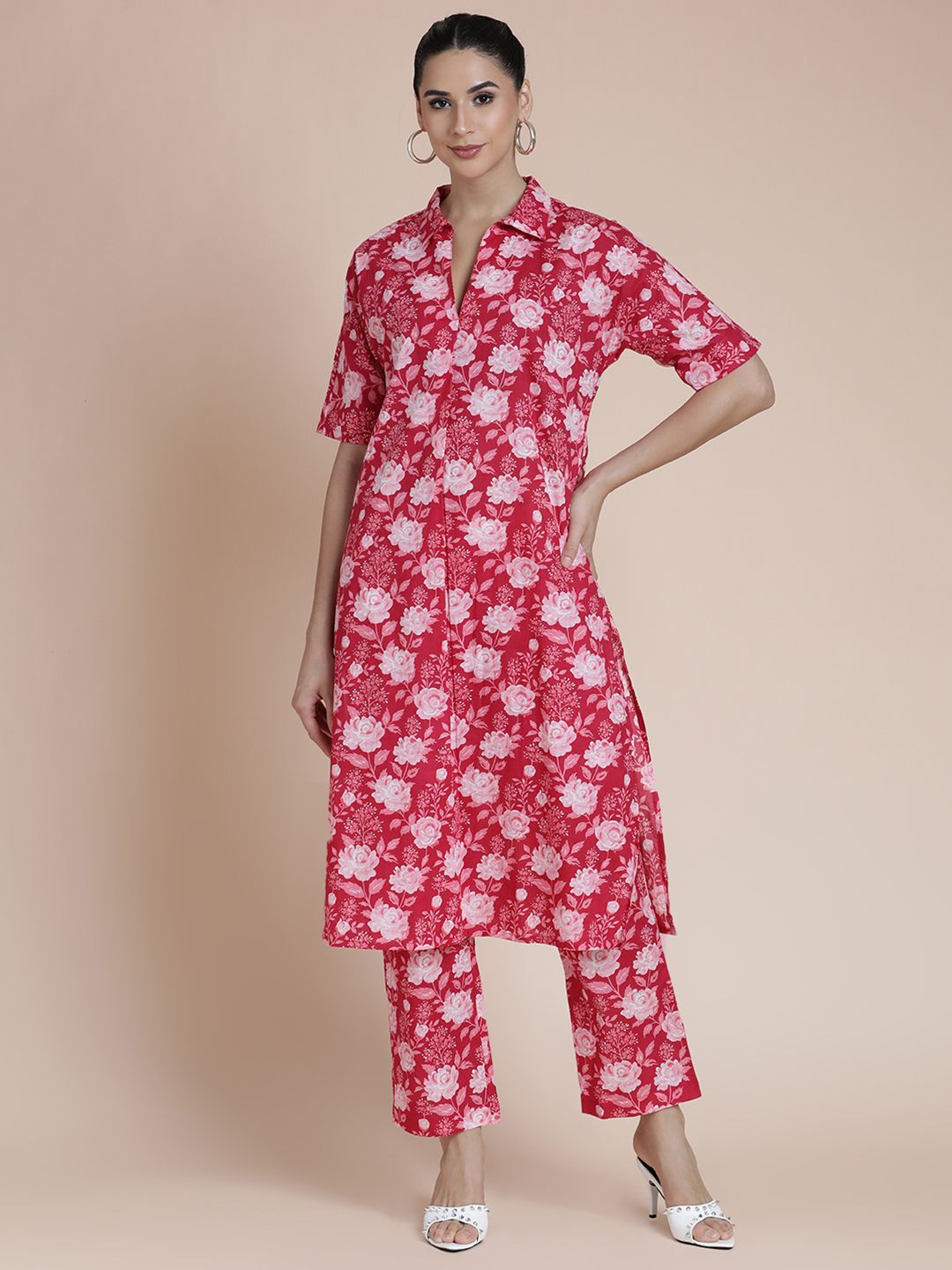 BLACK & BLAH BLAH Women Printed Regular Pure Cotton Kurta with Trousers-picture-10