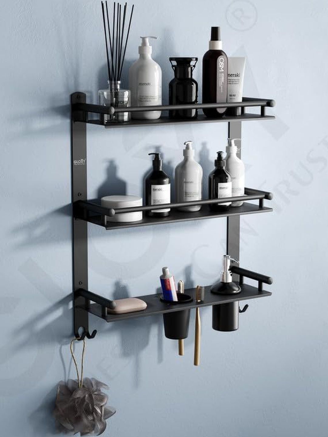 GLOXY Black Stainless Steel Bath Accessories Set-picture-29